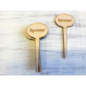   Natúr fa - "Szeretettel" beszúrós gravírozott tábla 5db/csomag