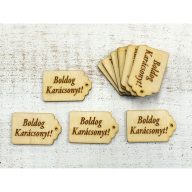 Natúr fa - "Boldog karácsonyt" gravírozott scrapbook tábla 10db/csomag – karácsonyi dekorációhoz