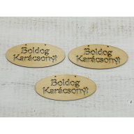 Natúr fa - "Boldog Karácsonyt" áttört tábla 3db/csomag – karácsonyi dekorációhoz