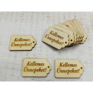 Natúr fa - "Kellemes Ünnepeket" scrapbook tábla 3x4,5cm 10db/csomag – karácsonyi dekorációhoz