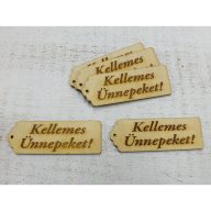 Natúr fa - "Kellemes Ünnepeket" scrapbook tábla 3x8cm 5db/csomag – karácsonyi dekorációhoz