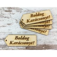 Natúr fa - "Boldog Karácsonyt" scrapbook táblák 3x8cm 5db/csomag – karácsonyi dekorációhoz