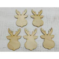 Natúr fa - Rénszarvas fej 6,5x10cm 5db/csomag – koszorúhoz, asztaldíszhez