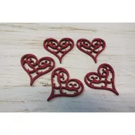 Vintage szív meggypiros 4x4cm 5db/csomag – festéshez, dekorációhoz