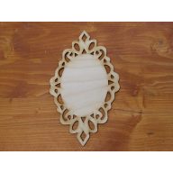 Natúr fa - Ovál tábla csipkés kerettel 11x18,5cm – festéshez, dekorációhoz