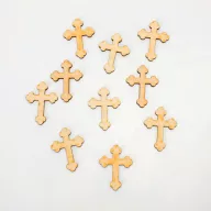 Natúr fa - Kereszt kicsi 3,7x4,5cm 10db/csomag – kegyeleti dekorációhoz