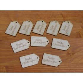   Natúr fa - "Boldog Születésnapot" gravírozott scrapbook táblák 3x4,5cm 10db/csomag