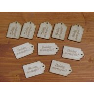 Natúr fa - "Boldog Névnapot" gravírozott scrapbook táblák 3x4,5cm 10db/csomag – kreatív dekorációhoz