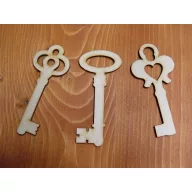Natúr fa - Kulcsok vegyes 3db/csomag – festéshez, dekorációhoz