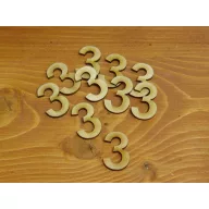 Natúr fa - Számok 3-as 3cm 10db/csomag – festéshez, dekorációhoz