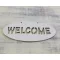 Fa "Welcome" áttört ovál tábla fehér 6x14cm – festéshez, dekorációhoz