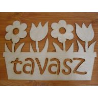 Natúr fa - "Tavasz" tábla virágládás 32cm – húsvéti dekorációhoz