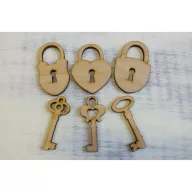 Natúr fa - Lakat kulcssal 3szett/csomag – valentin napi dekorációhoz