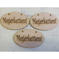 Natúr fa - "Megérkeztem" gravírozott ovál tábla 3db/csomag – kreatív dekorációhoz