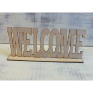 Natúr fa - "Welcome" tábla talpas 25cm – festéshez, dekorációhoz