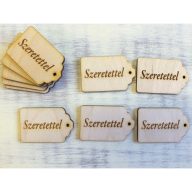 Natúr fa - "Szeretettel" gravírozott scrapbook tábla 10db/csomag – festéshez, dekorációhoz