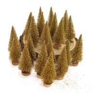 Mini dekor fenyő arany 8cm 20db/csomag – koszorúhoz, asztaldíszhez