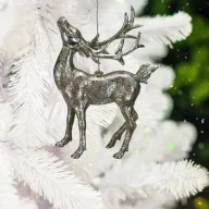 Dísz rénszarvas akasztós ezüst - arany – koszorúhoz, asztaldíszhez