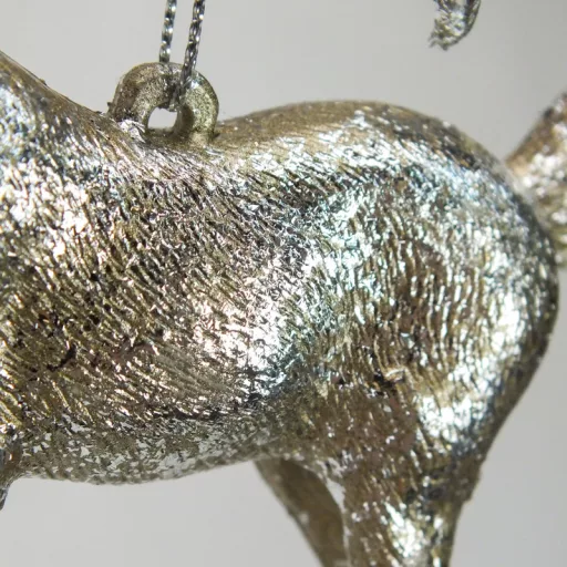 Dísz rénszarvas akasztós ezüst - arany – koszorúhoz, asztaldíszhez