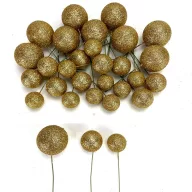 Csillámos gömb pick arany 30db/cs