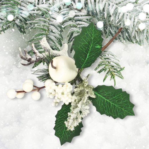 Fehér almás agancsos pick 150/dob – virágdekorációhoz, koszorúhoz