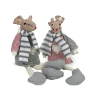 Lógólábú egér rózsaszín-szürke 2db/csomag – karácsonyi dekorációhoz