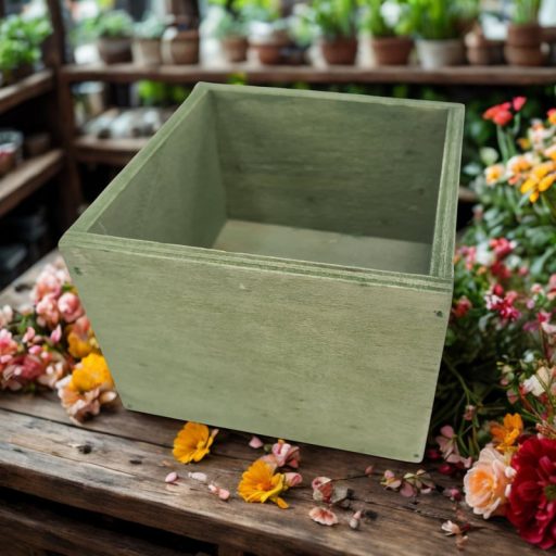 Dekoláda country-zöld rusztikus kocka 11*11*8cm  – koszorúkészítéshez