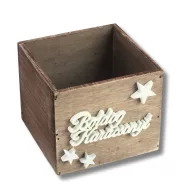 Dekoláda rusztikus kocka 13x13X11cm - Csillagos boldog karácsonyt – ajtódíszhez, koszorúalapnak