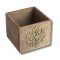 Dekoláda rusztikus kocka 13x13X11cm - Pezsgő hópihés – ajtódíszhez, koszorúalapnak