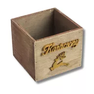 Dekoláda rusztikus kocka 13x13X11cm - Szarvasos karácsony – ajtódíszhez, koszorúalapnak