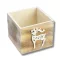 Dekoláda szürkésbarna koptatott kocka 13x13X11cm - Fehér szarvasos – ajtódíszhez, koszorúalapnak