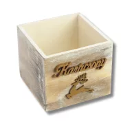 Dekoláda szürkésbarna koptatott kocka 13x13X11cm - Szarvasos karácsony – ajtódíszhez, koszorúalapnak