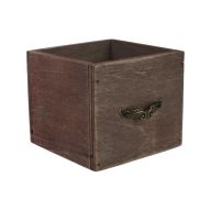 Fiók dekoláda rusztikus kocka fém fogantyúval 9*9*8cm – festéshez, decoupage technikához