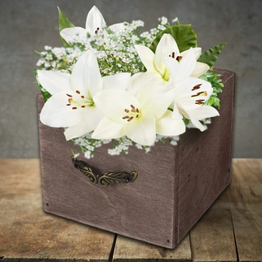 Fiók dekoláda rusztikus kocka fém fogantyúval 9*9*8cm – festéshez, decoupage technikához