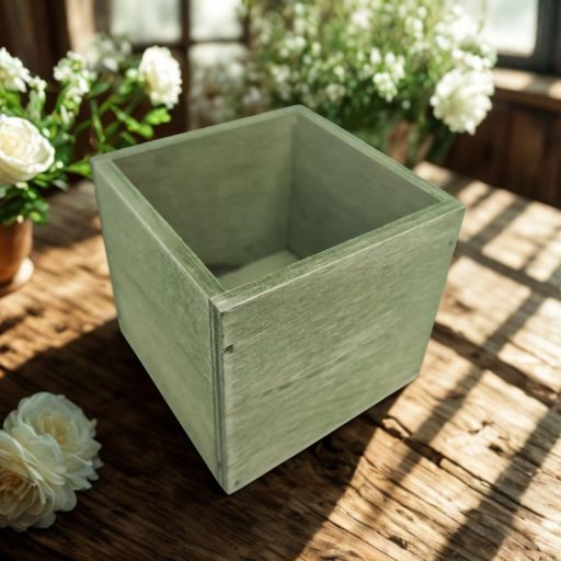 Dekoláda country-zöld rusztikus kocka 9*9*8cm – koszorúkészítéshez
