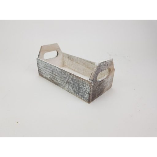 Füles fa ládika szürkésbarna 18x9cm – koszorúkészítéshez