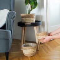 Gyékény kaspó szett kétszínű 3db/szett – kosárfonáshoz, dekorációhoz