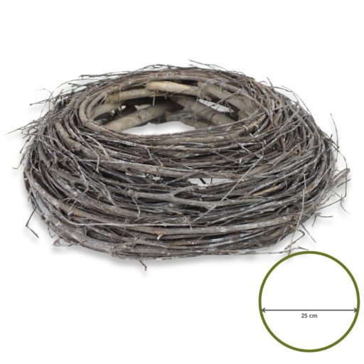 Fészek koszorú szürke 25cm – koszorúkészítéshez – Koszorú alapok, asztal- és ajtódísz kellékek