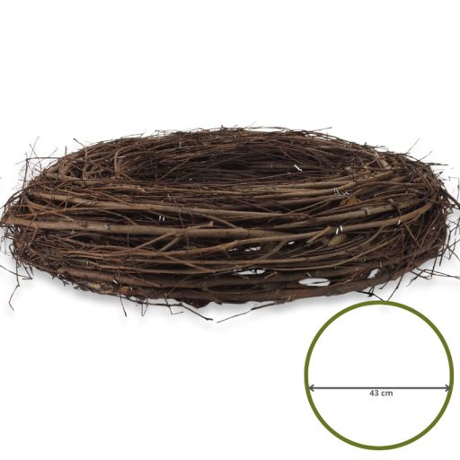 Fészek koszorú barna 43cm – koszorúkészítéshez – Koszorú alapok, asztal- és ajtódísz kellékek