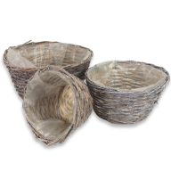  Antikolt vessző tál bélelt 3db/szett 9/#  – kosárfonáshoz, dekorációhoz