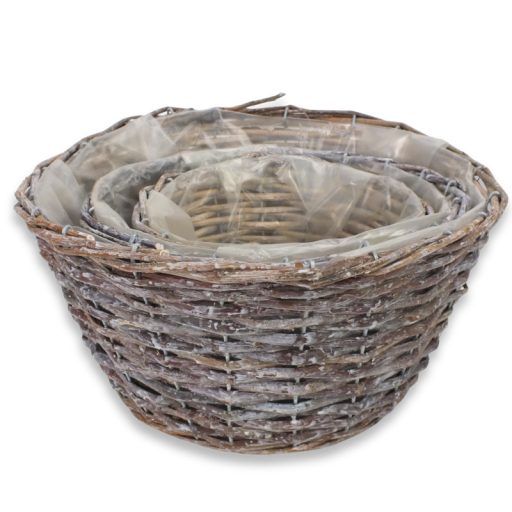  Antikolt vessző tál bélelt 3db/szett 9/#  – kosárfonáshoz, dekorációhoz