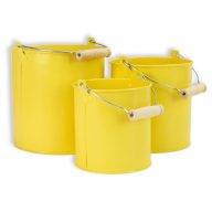 Fém dekorációs csöbör - pasztell sárga 3db/szett  – kosárfonáshoz, dekorációhoz