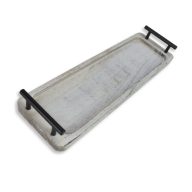 Fogantyús fa tálca vintage fehér 40x12cm 24/# – koszorúkészítéshez