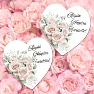 Nyomtatott dekorkarton - Anyák napjára szeretettel szív 9cm 2db/cs – anyák napi dekorációhoz