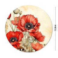 Nyomtatott fa tábla koszorú közép - Pipacsos 11,8cm – húsvéti dekorációhoz