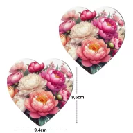 Nyomtatott fa tábla - Pünkösdi rózsás szív 9,6cm 2db/csomag – anyák napi dekorációhoz