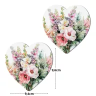 Nyomtatott fa tábla - Vadvirágos szív 9,6cm 2db/csomag – anyák napi dekorációhoz