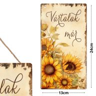 Nyomtatott fa tábla - Napraforgós akasztós tábla 13x24,3cm – őszi dekorációhoz