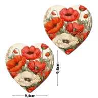 Nyomtatott fa tábla - Pipacsos szív 9,6cm 2db/csomag – húsvéti dekorációhoz