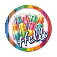 Nyomtatott fa tábla koszorú közép - Élénk fagyis 11,8cm – húsvéti dekorációhoz